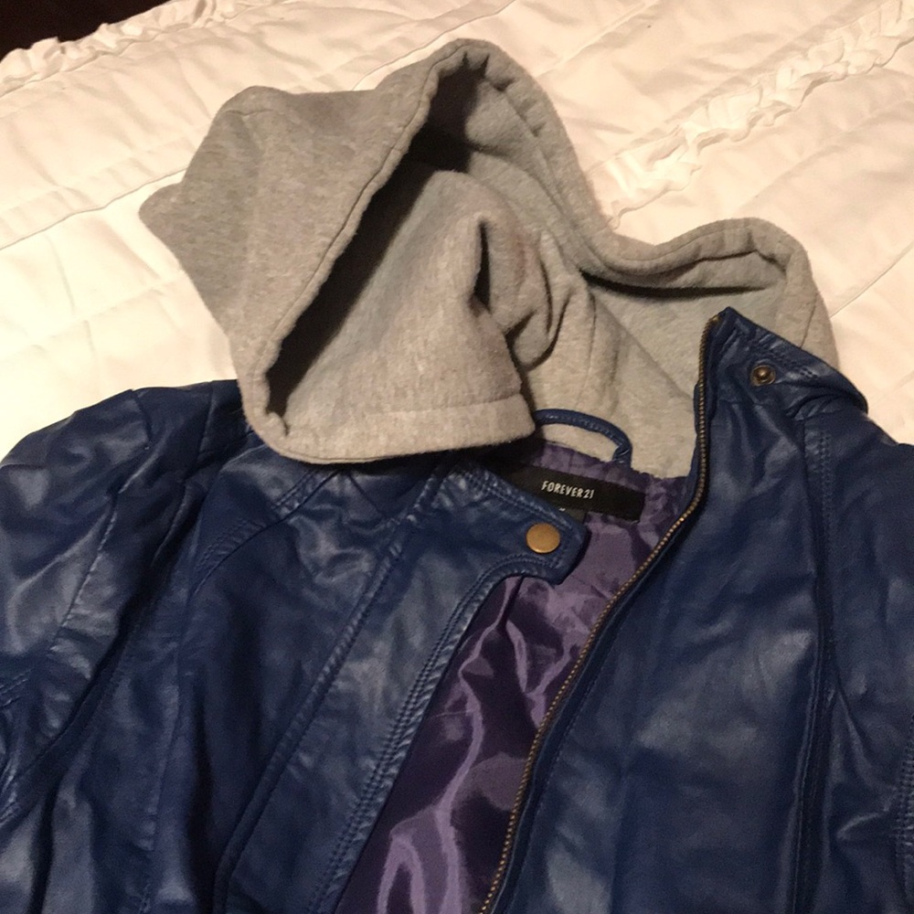 Faux leather hooded jacket